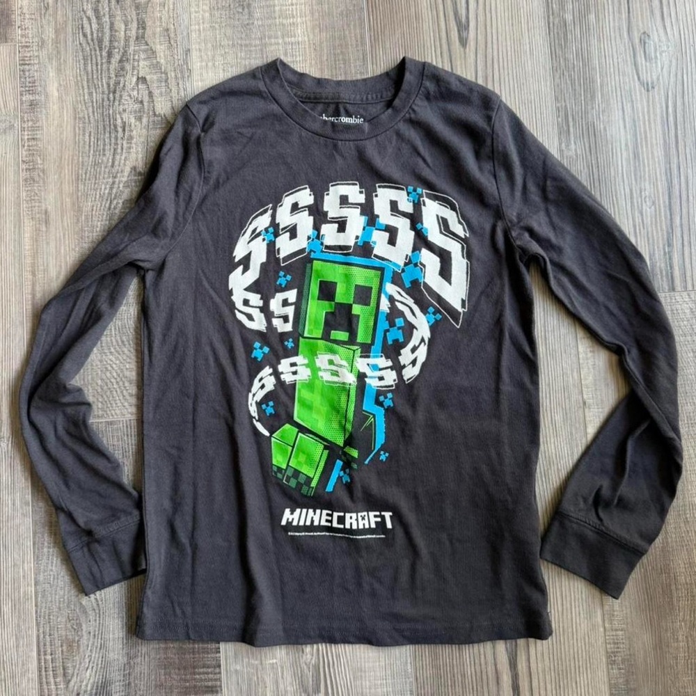 Minecraft Kids Black Long Sleeve Shirt